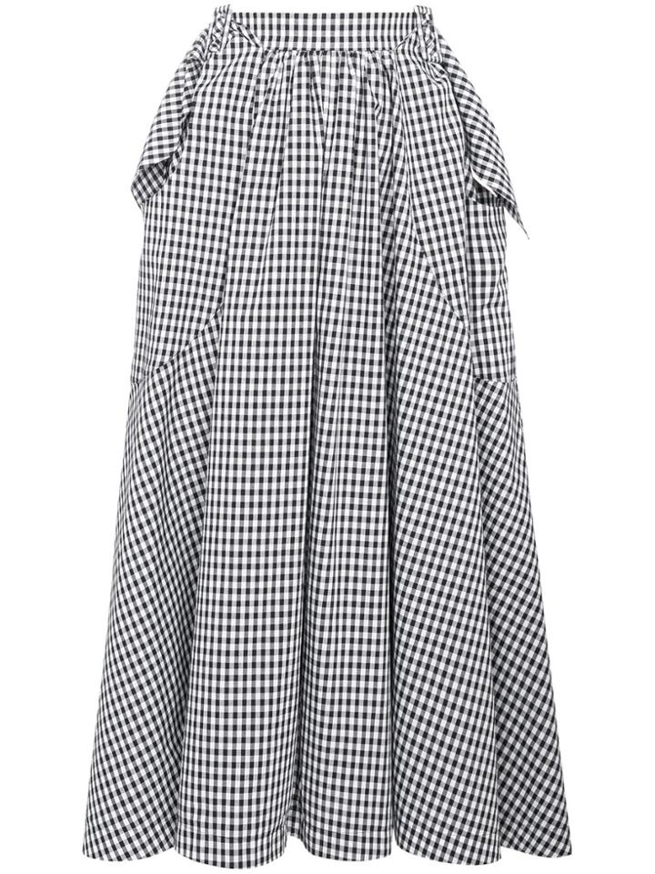 Rejina Pyo Ruffled Cotton Gingham Midi Skirt - Black