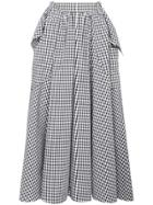 Rejina Pyo Ruffled Cotton Gingham Midi Skirt - Black