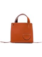 Danse Lente Brown Margot Outer Pocket Leather Tote Bag - Orange
