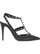 Valentino Rockstud Pumps, Women's, Size: 35, Black, Calf Leather/leather/metal Other