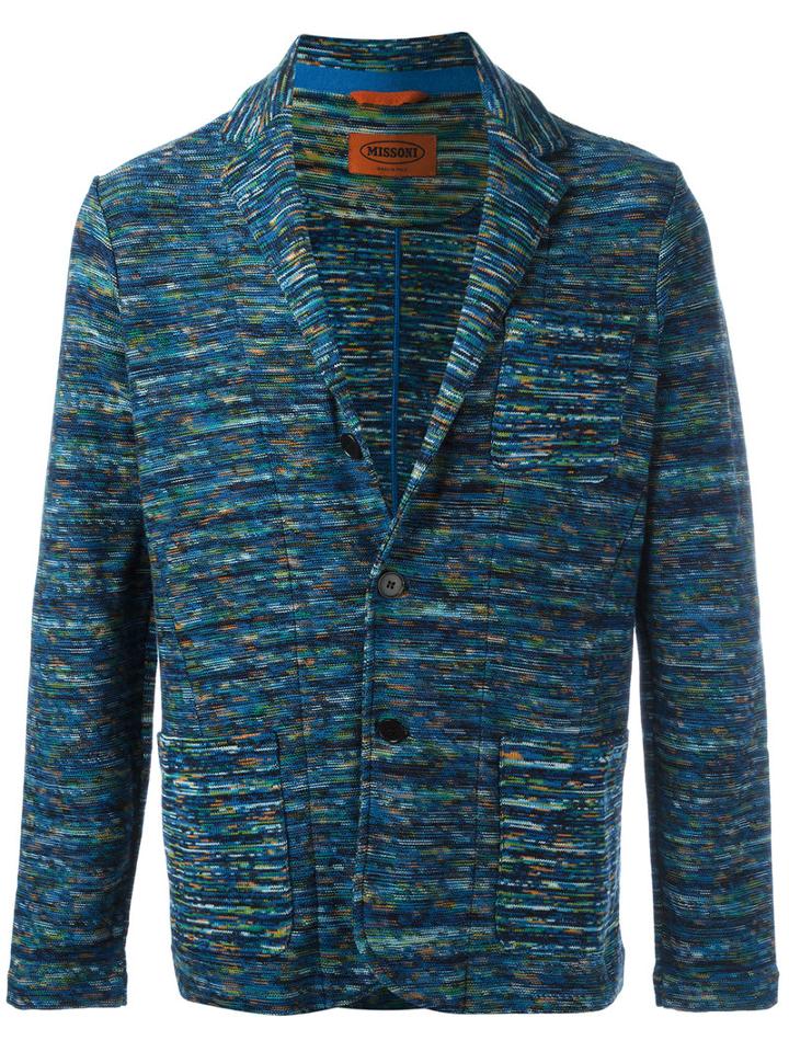 Missoni Knitted Blazer, Men's, Size: 48, Blue, Cotton
