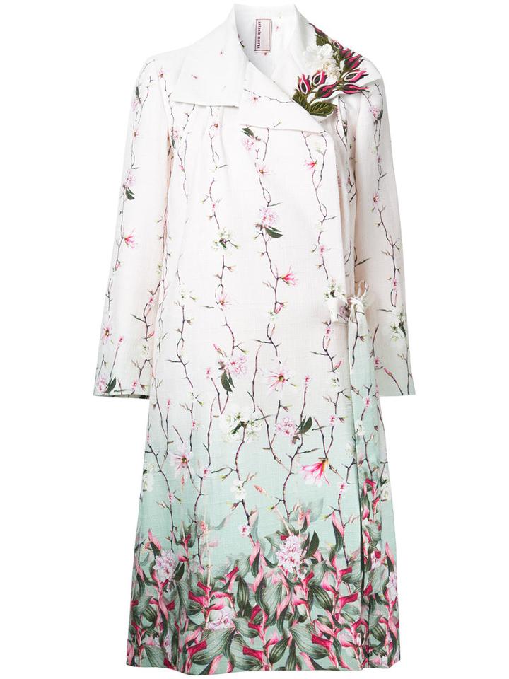 Antonio Marras Floral Printed Coat, Women's, Size: 48, Pink/purple, Cotton/linen/flax