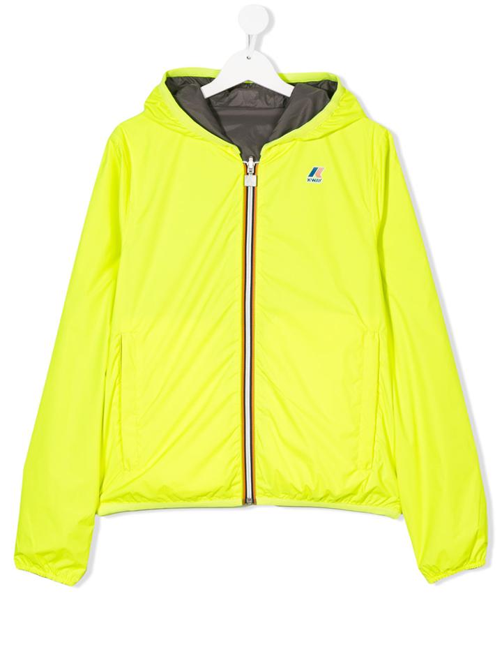 K Way Kids Teen Hooded Zipped Jacket - Green