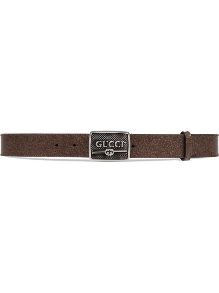 Gucci Leather Belt With Gucci Logo Buckle - Brown