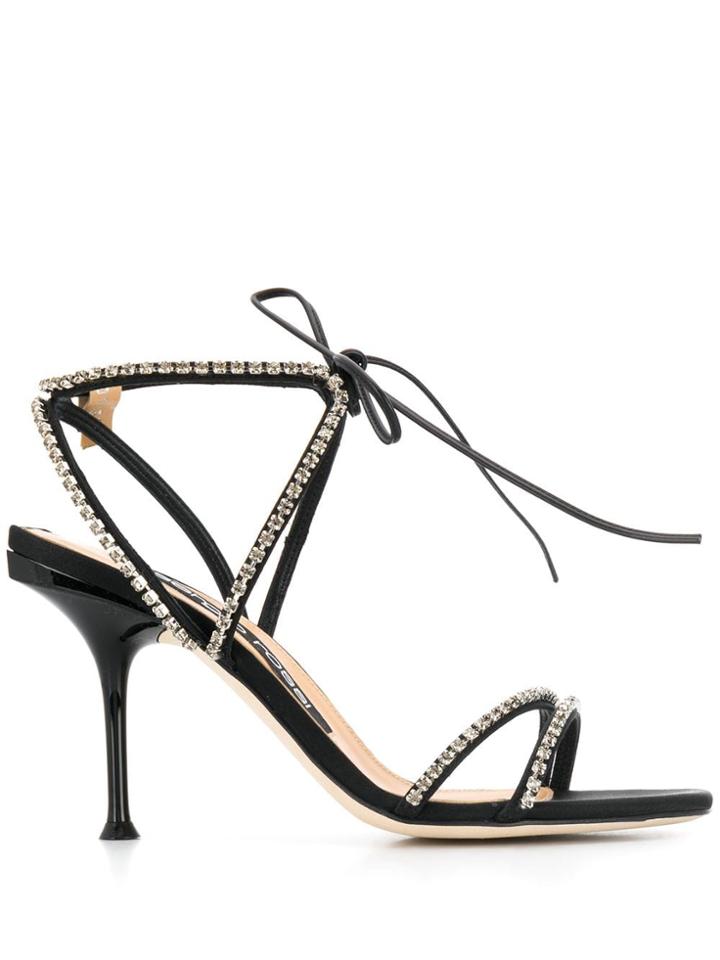 Sergio Rossi Crystal Strappy Sandals - Black