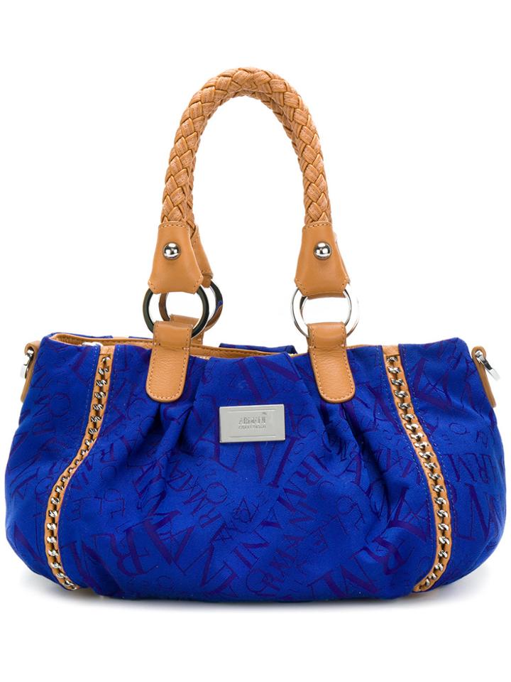 Armani Collezioni Woven Handle Tote Bag - Blue