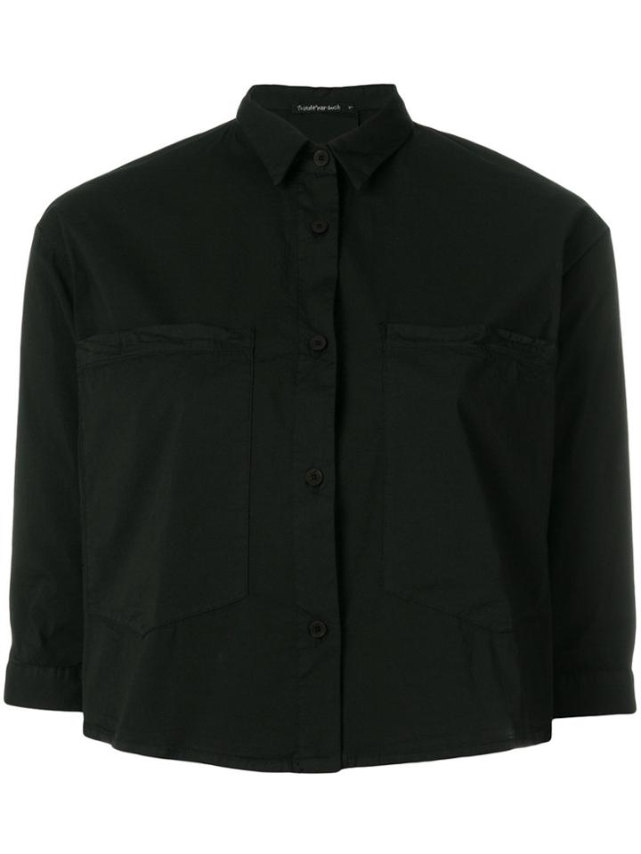 Transit Cropped Button Shirt - Black