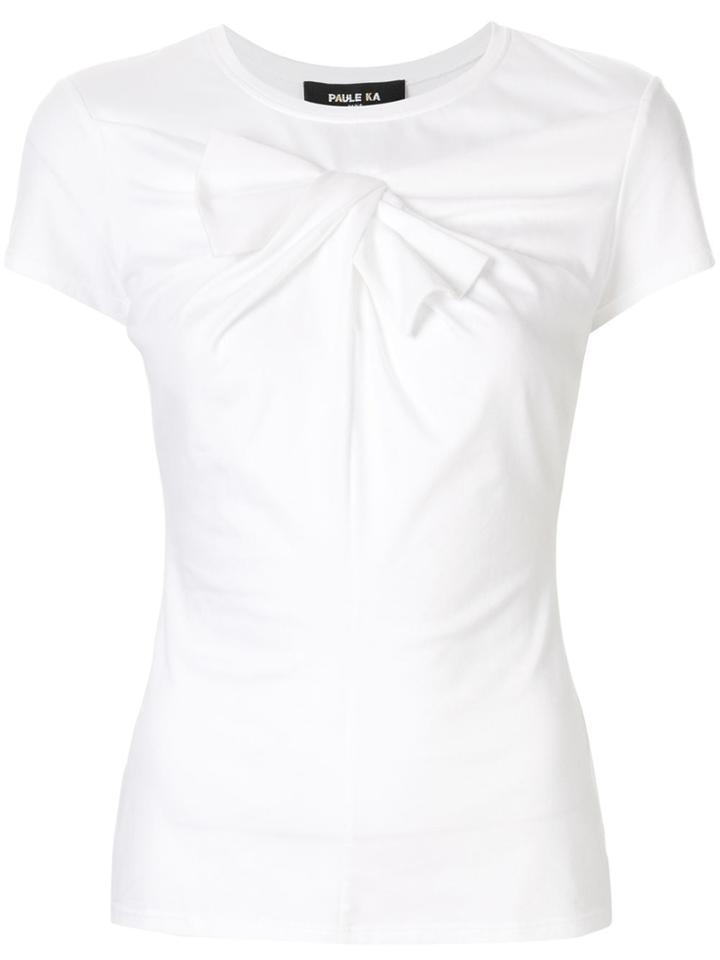 Paule Ka Draped Bow-embellished T-shirt - White