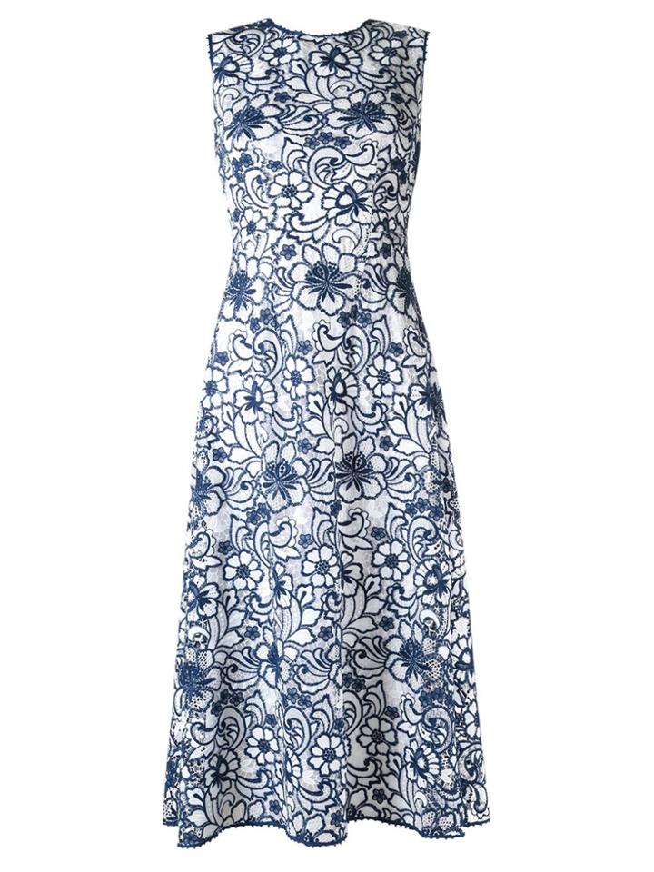 Martha Medeiros Midi A-line Alessandra Dress - Blue