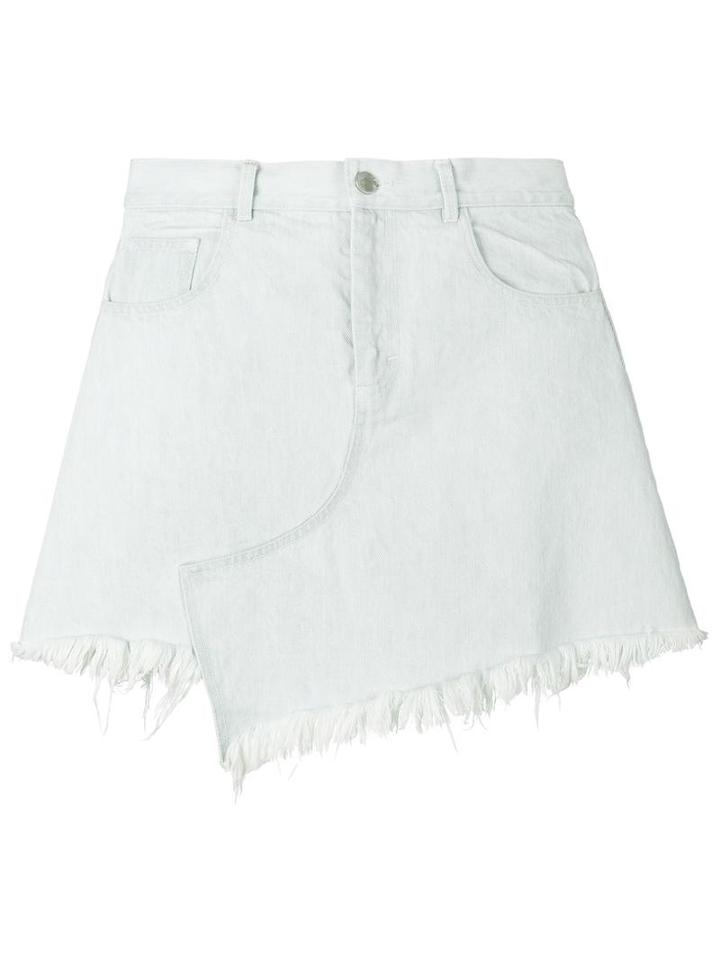 Sandy Liang Asymmetric Frayed Denim Skirt, Women's, Size: 38, Blue, Cotton