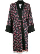 Koché Floral Print Kimono Robe - Black