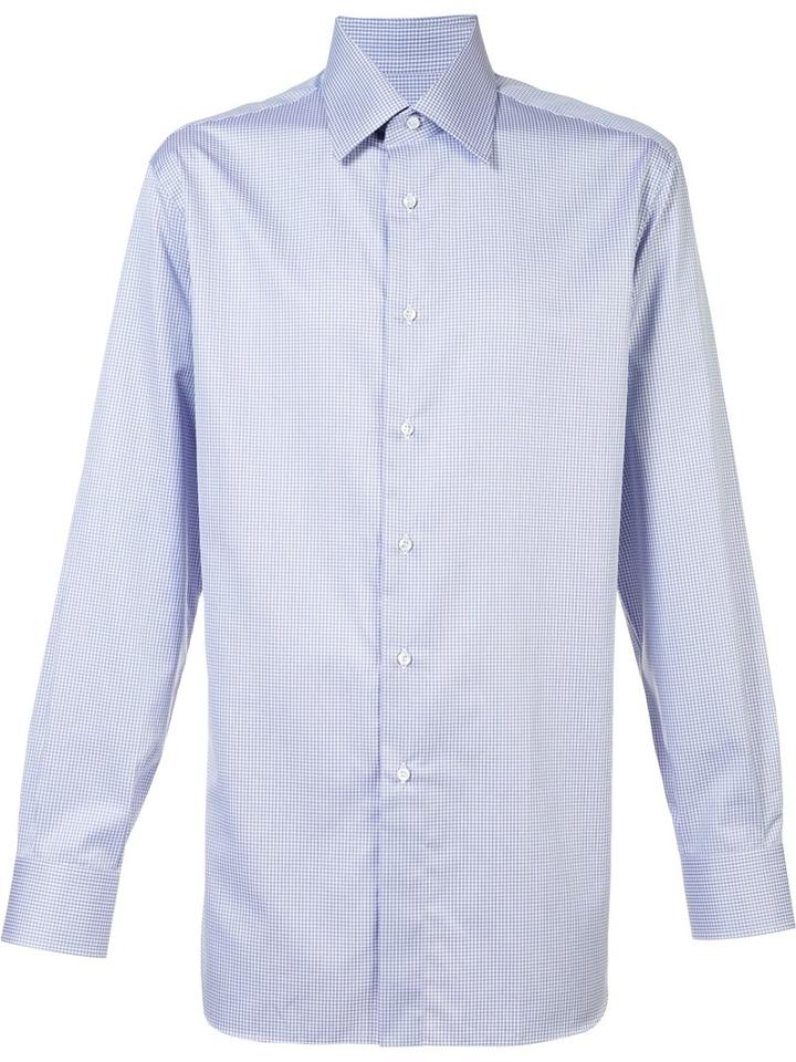 Brioni Clark Shirt, Men's, Size: 16, Pink/purple, Cotton
