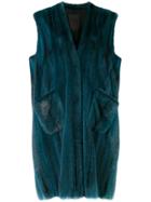 Liska Sleeveless Long Coat - Blue