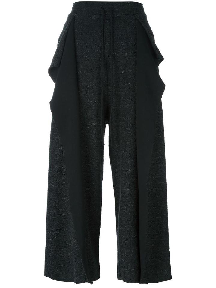 Lost & Found Rooms 'melange Soft Crop' Trousers, Women's, Size: Medium, Black, Cotton/polyester