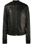 Rick Owens Leather Bomber Jacket - Black