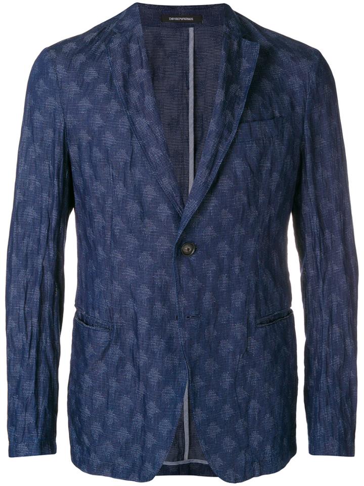 Emporio Armani Unstructured Printed Blazer - Blue