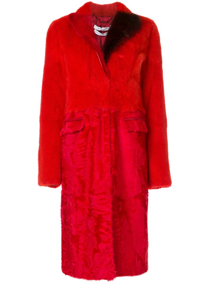 Givenchy Panelled Coat - Red