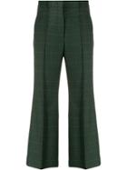 Brag-wette Cropped Check Print Trousers - Green