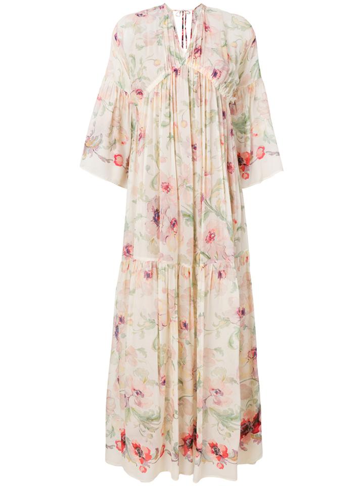 Semicouture Floral Print Dress - Nude & Neutrals