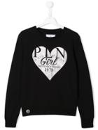 Philipp Plein Junior Crystal Heart Sweatshirt - Black