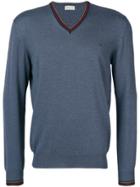 Etro V-neck Logo Sweater - Blue