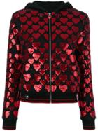 Philipp Plein Sequin Heart Zipped Hoodie - Black