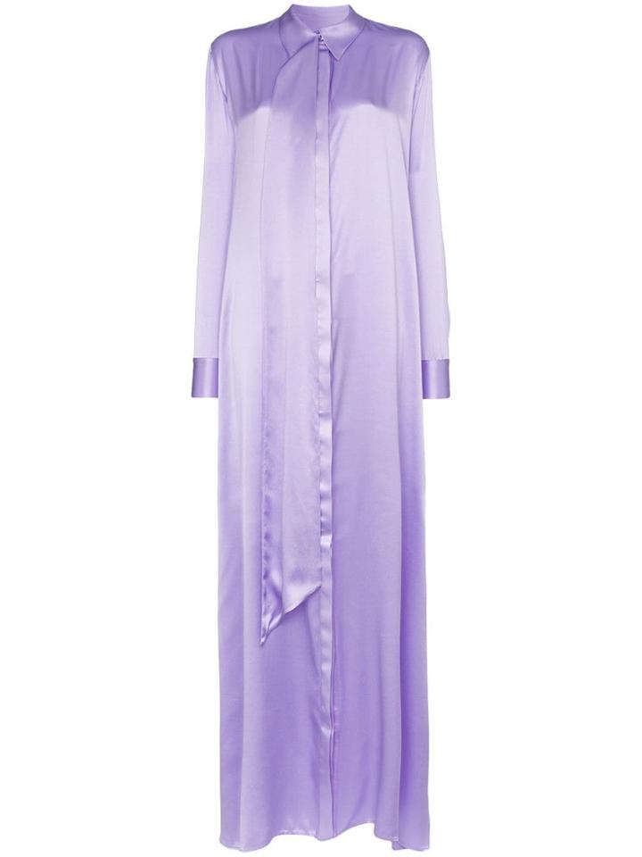 Michael Lo Sordo Collared And Wrap Neck Silk Dress - Pink & Purple