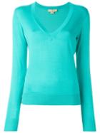 Michael Kors V-neck Jumper, Women's, Size: Xs, Blue, Silk