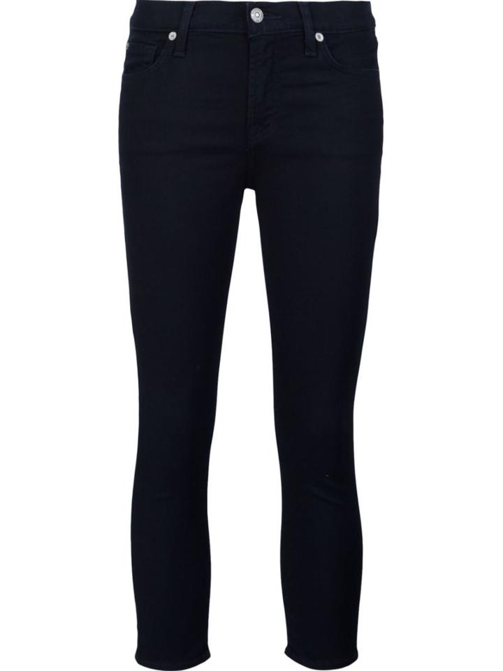 7 For All Mankind Cropped Skinny Jeans, Women's, Size: 29, Black, Lyocell/rayon/polyester/cotton