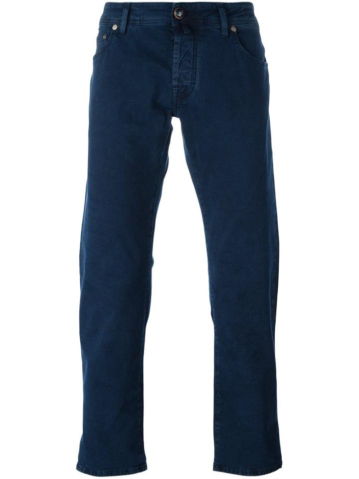 Jacob Cohen Straight Leg Jeans, Men's, Size: 35, Blue, Cotton/spandex/elastane