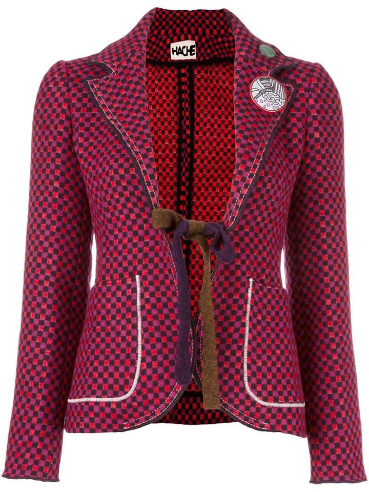 Hache Checked Fitted Jacket, Women's, Size: 42, Red, Cotton/acrylic/polyester/virgin Wool