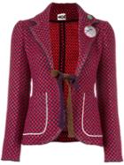 Hache Checked Fitted Jacket, Women's, Size: 42, Red, Cotton/acrylic/polyester/virgin Wool
