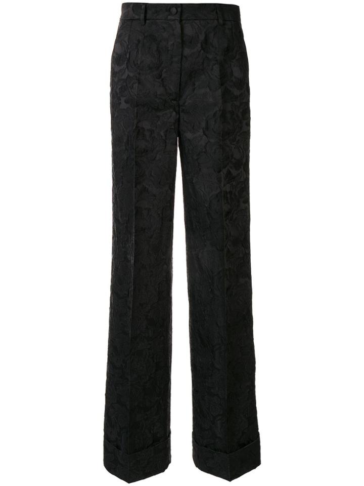 Dolce & Gabbana Jacquard Wide-lg Trousers - Black