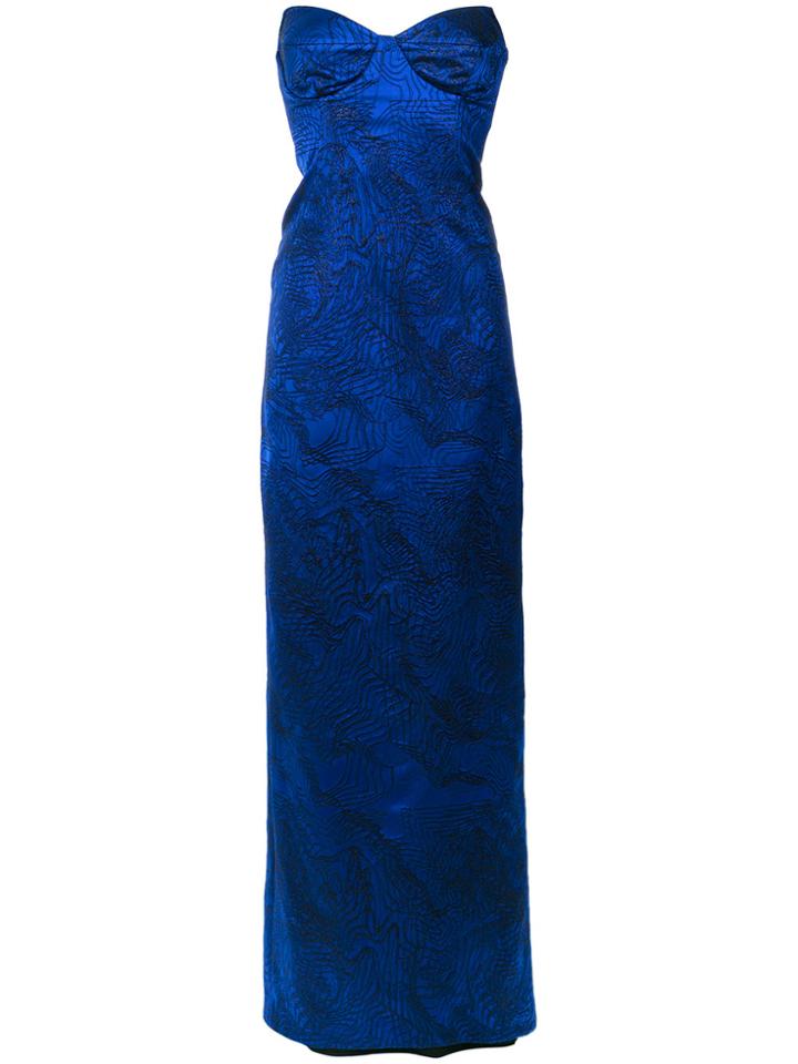 Tufi Duek Embroidered Bandeau Gown - Blue