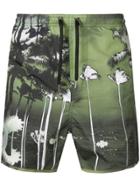 Neil Barrett Palms Printed Swim Shorts - Green