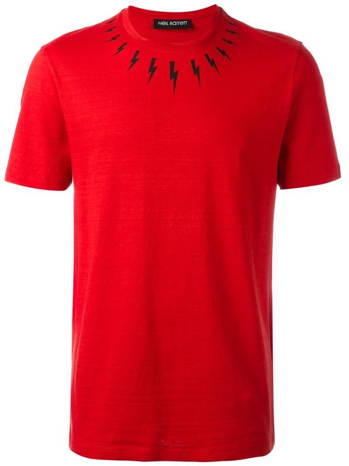 Neil Barrett Lightning Bolt T-shirt, Men's, Size: Small, Red, Cotton