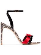 Sophia Webster Andie 100 Leopard Heel Leather Sandals - Brown