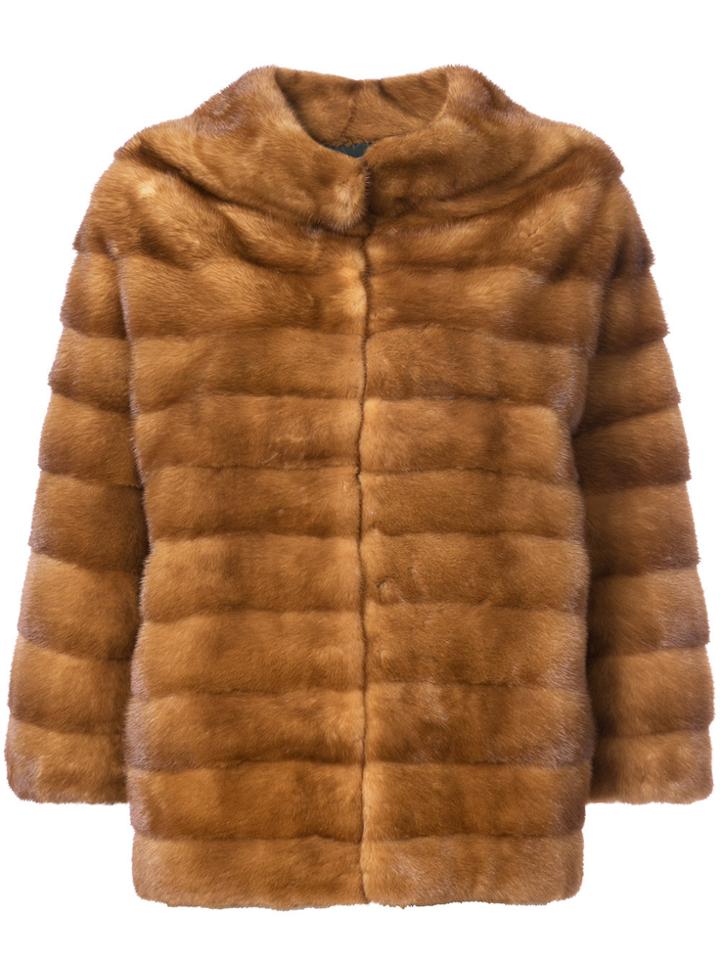 Oscar De La Renta Reversible Hooded Coat - Brown