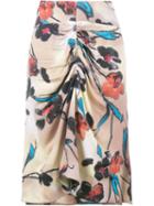 Marni Lucid Print Gathered Skirt, Women's, Size: 42, Nude/neutrals, Viscose/silk
