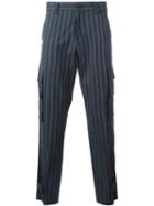 Undercover Striped Trousers, Men's, Size: 4, Blue, Cotton/polyurethane