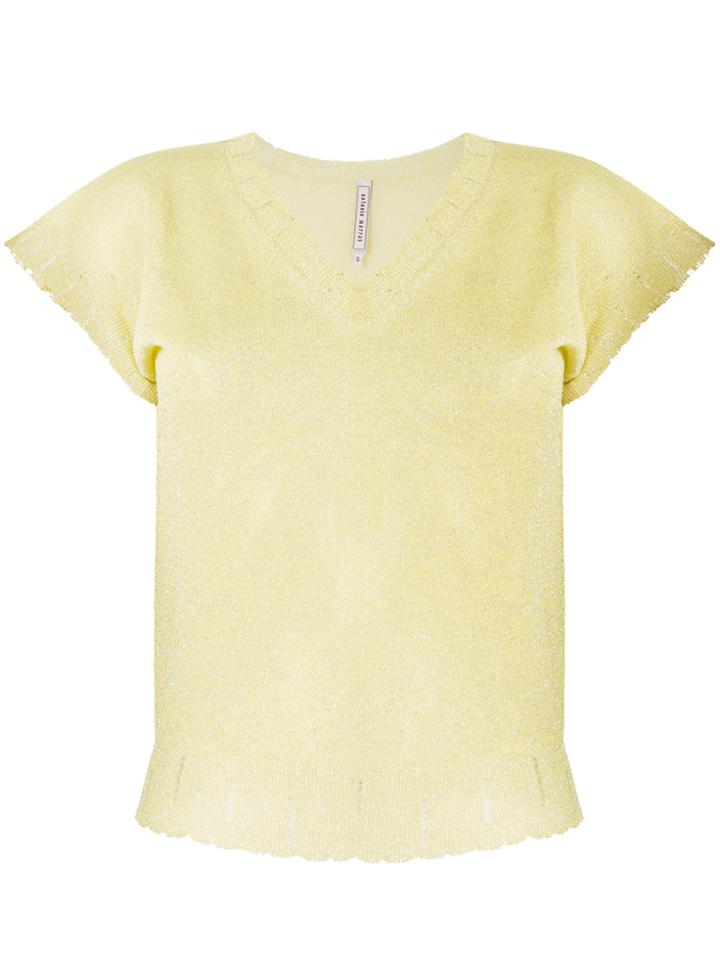 Antonio Marras Sheer V-neck Top - Yellow & Orange