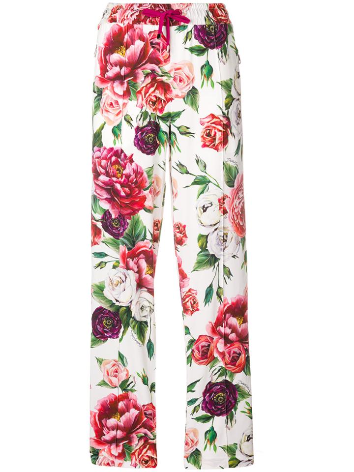 Dolce & Gabbana Peony Print Track Pants - White