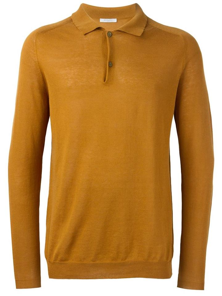 Boglioli Longsleeved Polo Shirt, Men's, Size: 52, Brown, Silk/cotton