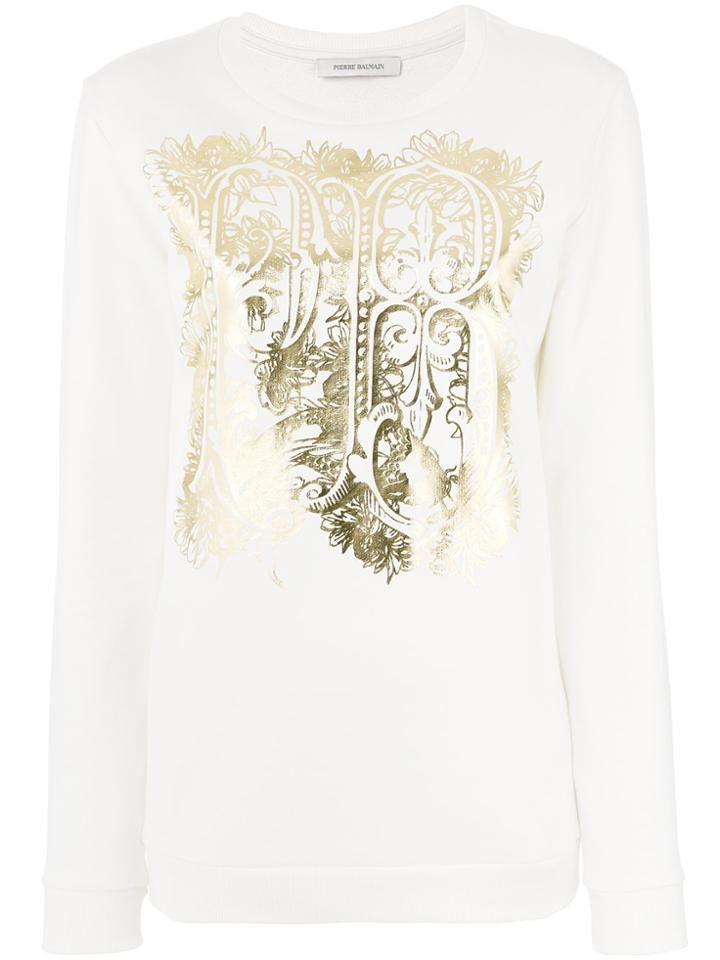 Pierre Balmain Pb Logo Printed Sweatshirt - White