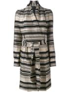 Gareth Pugh - Striped Belted Dress - Women - Linen/flax/viscose/cotton - 40, Black, Linen/flax/viscose/cotton