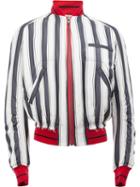 Haider Ackermann Striped Bomber Jacket, Men's, Size: Large, Black, Silk/cotton/rayon