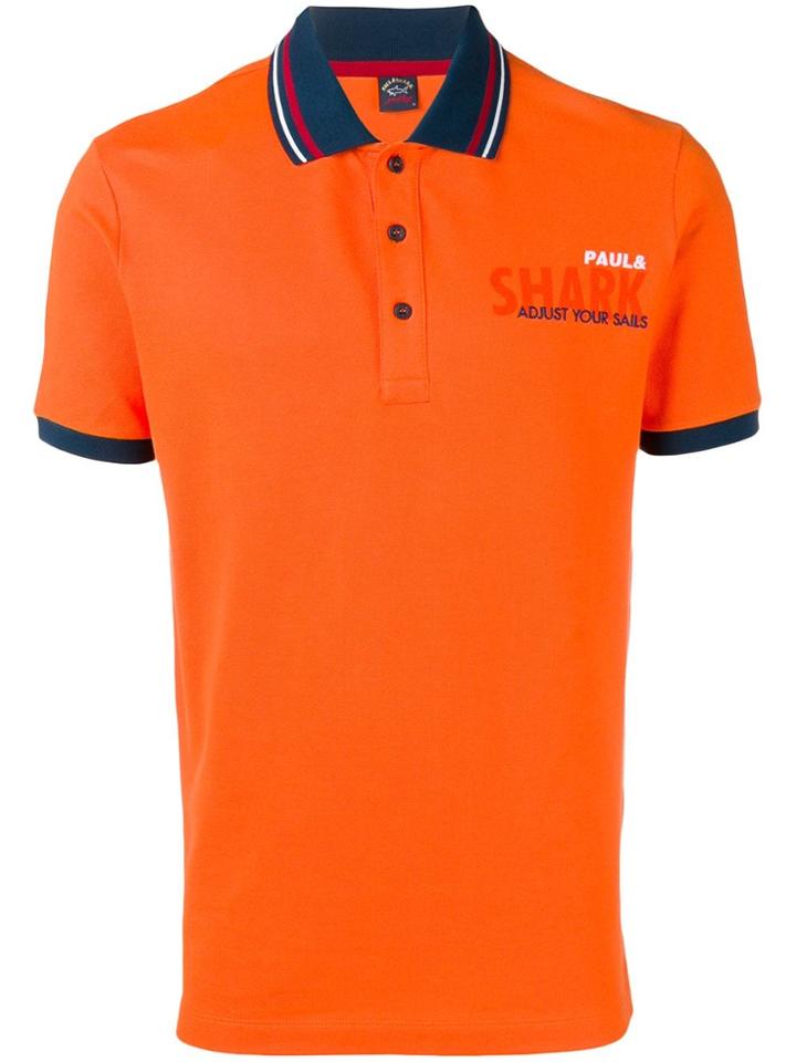 Paul & Shark Logo Printed Polo Shirt - Orange