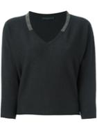 Fabiana Filippi V-neck Cropped Jumper, Women's, Size: 46, Black, Cashmere