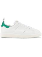 Golden Goose Deluxe Brand White & Green Glitter Starter Sneakers
