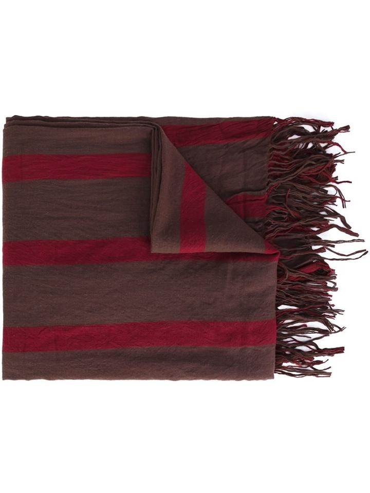 Uma Wang Striped Scarf, Men's, Brown, Wool